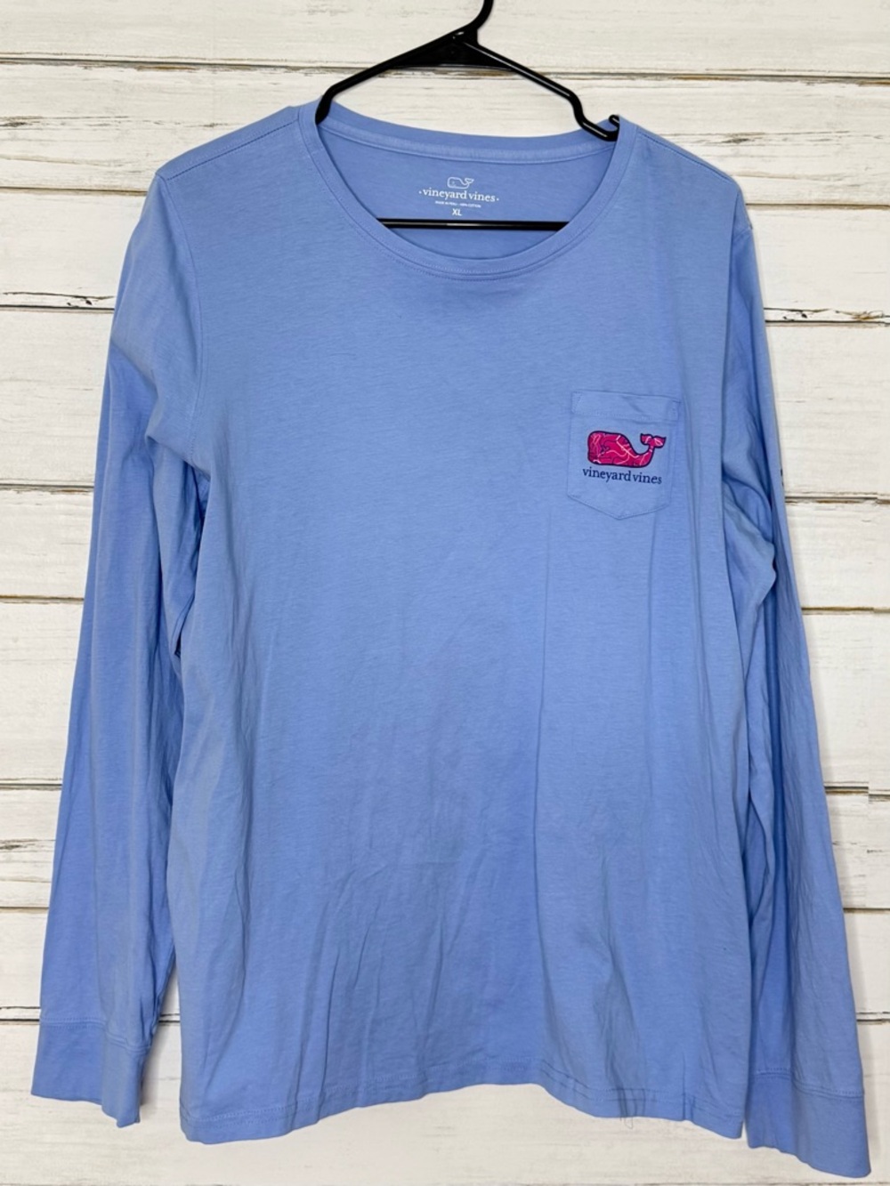 Vineyard Vines Long Sleeve Pocket Tee Blue Whale Logo Size XL